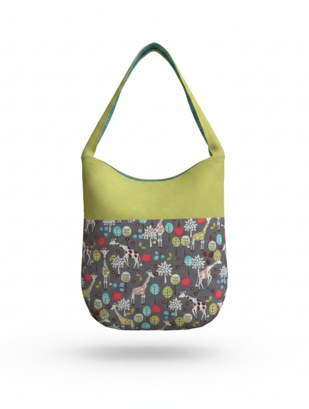 Green Accent Giraffe Print Tote Bag